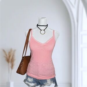 Universal Thread Pink Ribbed V-Neck Tank Top Medium